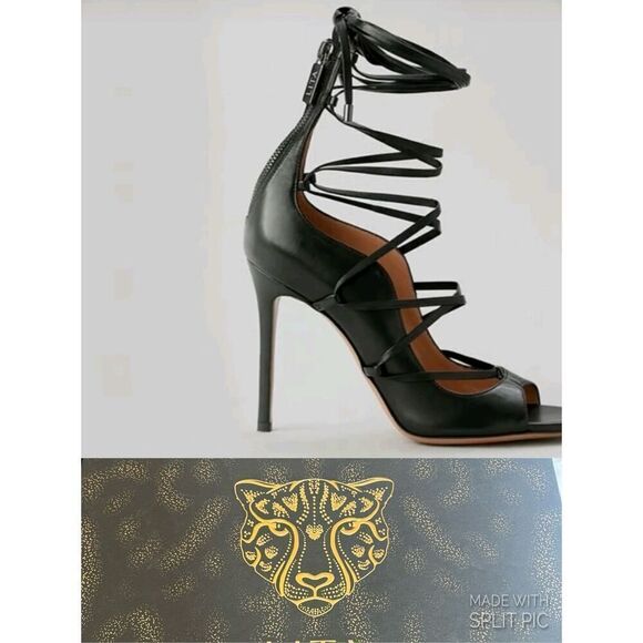LITA by Ciara Black Strappy Heel Sandal Stiletto Pumps Shoes